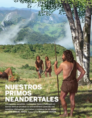 Magazine pages of the article “Our cousins, the Neanderthals”