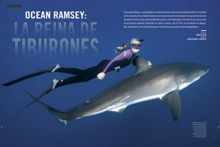 Magazine pages of the article “The Queen of the White Sharks”